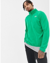 Green Fleece Zip Neck Sweater