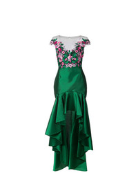 Marchesa Notte Embroidered Floral High Low Gown
