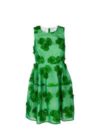 Green Floral Fit and Flare Dress