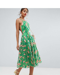 Asos Tall Asos Tall Salon Floral Embroidered Backless Pinny Midi Prom Dress