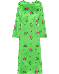 BERNADETTE Neon Floral Print Satin Midi Dress