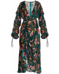 Preen by Thornton Bregazzi Opal Floral Print Velvet Devor Midi Dress