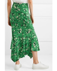 Veronica Beard Mac Asymmetric Floral Print Midi Skirt