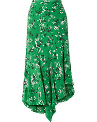 Veronica Beard Mac Asymmetric Floral Print Midi Skirt