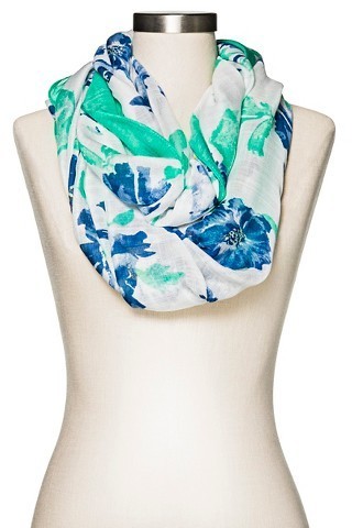 Blue and White Floral Infinity Scarf