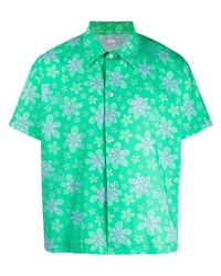 Green Floral Short Sleeve Shirt