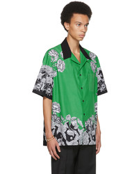 Valentino Green Black Dark Blooming Short Sleeve Shirt
