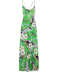 Diane von Furstenberg Floral Print Silk De Chine Maxi Dress