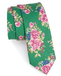 Green Floral Silk Tie