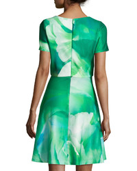 Julia Jordan Floral Print Stretch Short Sleeve Dress Greenmulti