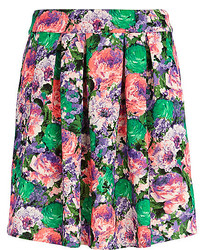 River Island Green Floral Print Mini Skirt