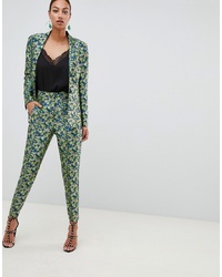 ASOS DESIGN Premium Tailored Slim Trousers In Ditsy Floral Jacquard