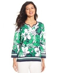 Green Floral Sweater