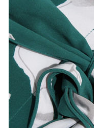 Equipment Odette Floral Print Washed Silk Pajamas Emerald