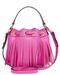 Milly Fringed Leather Bucket Bag
