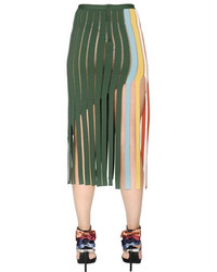 Marco De Vincenzo Fringed Milano Jersey Skirt
