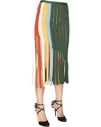 Marco De Vincenzo Fringed Milano Jersey Skirt