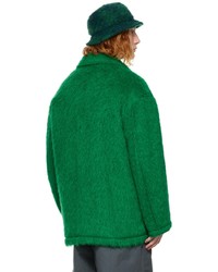 Marni Green Single Breasted Faux Fur Jacket