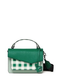 Green Gingham Leather Crossbody Bag