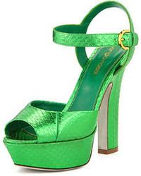 Green Heeled Sandals