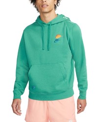 Nike Sportswear Essentials Embroidered Swooshes Pullover Hoodie In Green Noisegreen Noise At Nordstrom