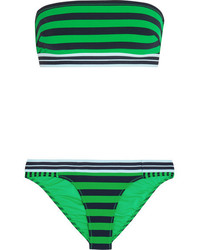 Green Horizontal Striped Bikini Top