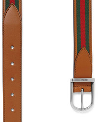 Gucci 3cm Striped Webbed Leather Belt