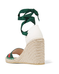 Gucci Lilibeth Striped Gros And Canvas Wedge Espadrilles