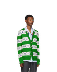 Gucci Green Lyre Stripe Cardigan