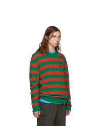 Loewe Green And Orange Stripe Anagram Sweater