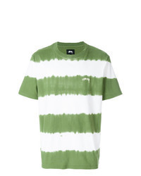 Green Horizontal Striped Crew-neck T-shirt