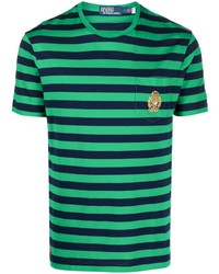 Polo Ralph Lauren Stripe Print Crest Motif T Shirt
