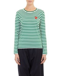 Green Horizontal Striped Long Sleeve T-shirt