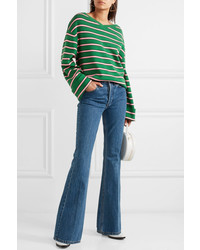 ALEXACHUNG Oversized Striped Wool And Cotton Blend Sweater