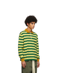 Sunnei Green And Yellow Striped Long Sleeve Polo