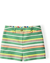 Green Horizontal Striped Shorts