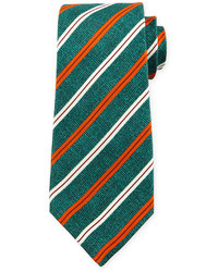 Green Horizontal Striped Silk Tie