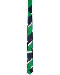 Thom Browne Green Navy Striped Tie