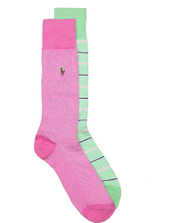 Polo Ralph Lauren Bright Striped Crew Socks  Pinkgreen