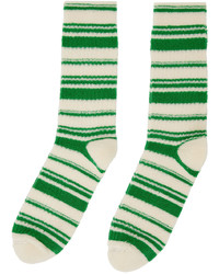 Marni Green Off White Striped Socks