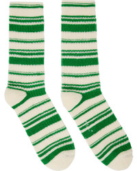 Marni Green Off White Striped Socks
