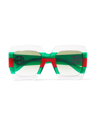 Green Horizontal Striped Sunglasses