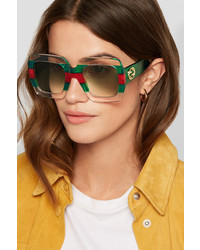 Gucci Striped Square Frame Acetate Sunglasses