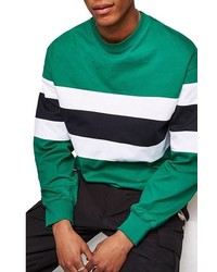 Green Horizontal Striped Sweatshirt