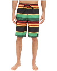 Green Horizontal Striped Swim Shorts