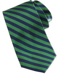 Burma Bibas Bias Stripe Skinny Silk Tie Green