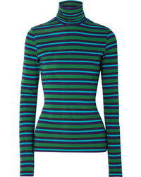 Proenza Schouler Pswl Striped Stretch Cotton Jersey Turtleneck Sweater