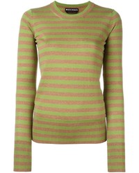 Green Horizontal Striped Wool Sweater