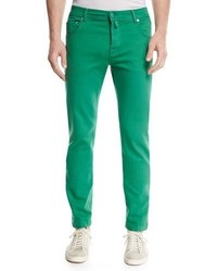 Kiton Twill Slim Straight Jeans Green