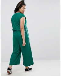 Asos Curve Curve Jersey Jumpsuit With Tape Detail In Rib